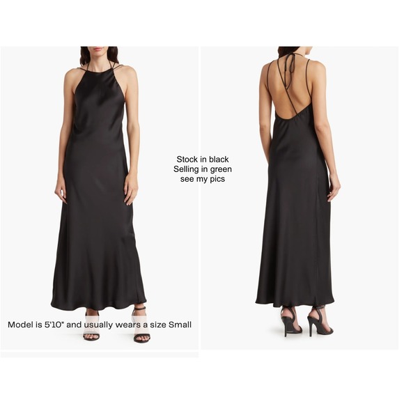 NWD Know One Cares [ Small ] Satin Bias Cut Maxi Dress in Green #7119 - Picture 2 of 16